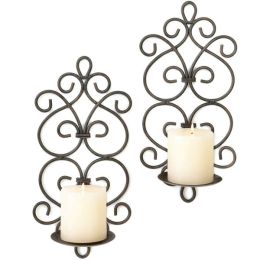 homeAccent Plus Iron Scrolled Wall Sconce Pair